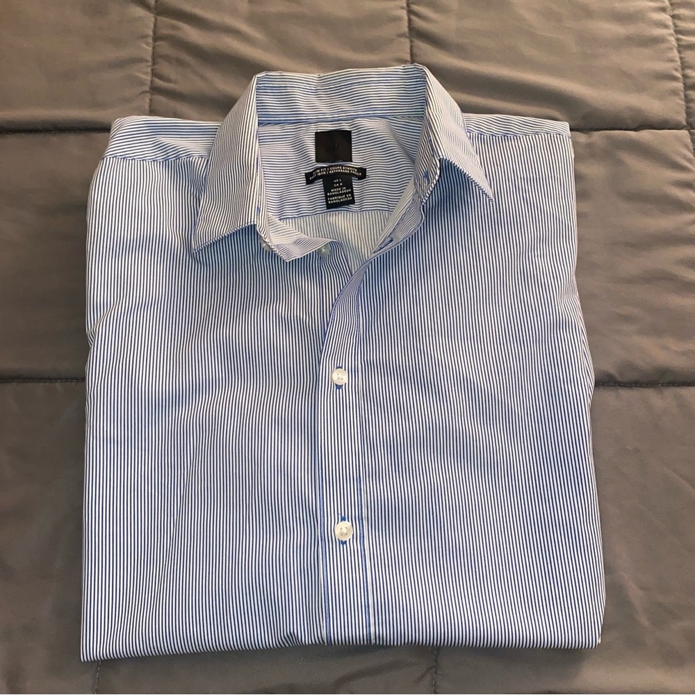H&M Easy Iron Dress Shirt Blue & White 👔